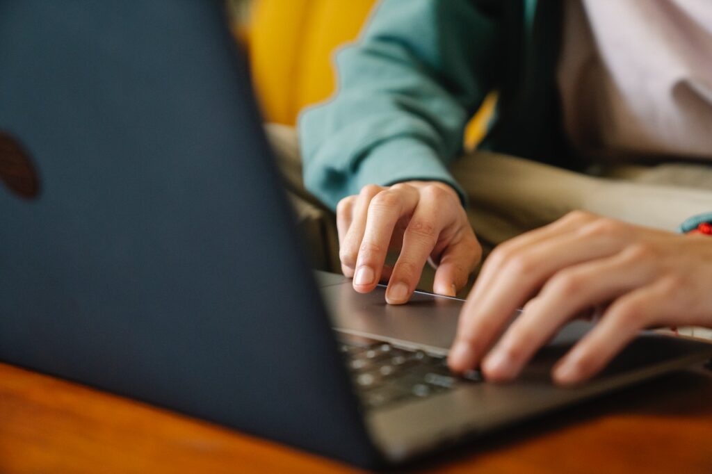 using laptop